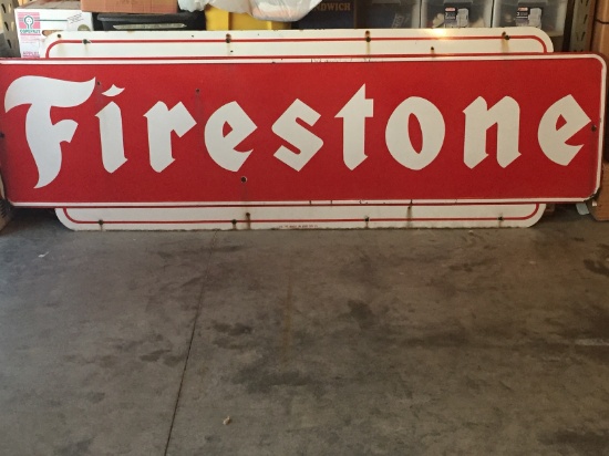Porcelain Firestone Sign - 3' x 9', Single Sided.