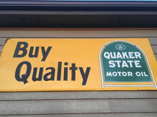 Quaker State Metal Sign - 3' x 8', Single Sided.