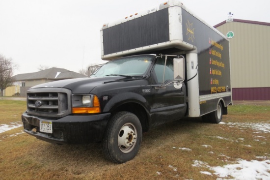 1999 Ford Model F-350 XL 1-Ton Dually Box Truck, VIN #1FDWF36S9XEE31884, Automatic Transmission, 245