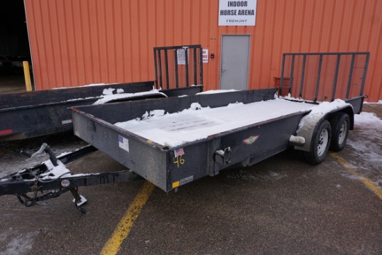 2015 H & H 18' Tandem Axle Flatbed Trailer with Sides, VIN# 533UT1821FC248136, 7,000lb. GVW, Rear