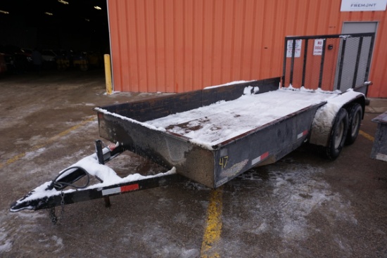H & H 16' Tandem Axle Flatbed Trailer with Sides & Rear Ramp - NO Title.