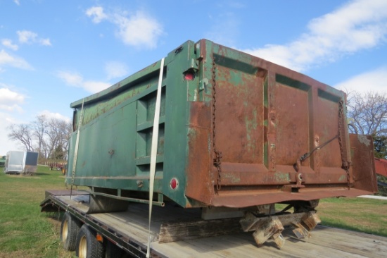 Dump Truck Box, SN 3016457, 13'x48" with 2' Sloped Extensions, Has Vibratory attachment under Box.