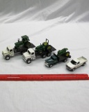 (7) Ertl Diecast metal toys-John Deere Flatbed trucks with Tractors and Pic