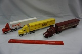 (3) Ertl 1/64th Scale Diecast Metal Truck and Trailer Combos (Demco, Kent F