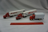 (2) Ertl 1/64th Scale Diecast Metal Truck and Trailer Combos (Snap-on) & (1