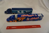 Pair of Action & Hot Wheels 1/64 Scale Kellogg's & Napa Truck & Trailer Com