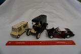 (3) Cars: Rolls Toy 22 Tin Charles Chips Delivery Van, Die Cast Metal Ertl