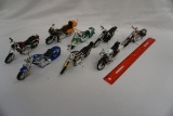 (8) Die Cast Metal Various Motorcycles.