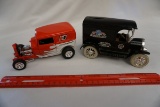 (2) Die Cast Metal Banks - Spec Cast Hurst 45th Anniversary Hot Rod & Ertl