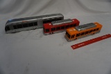 (3) Metro Plastic Buses.