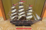 Large Wooden Ship Labeled Fragata Espanola.