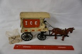 Cast Iron Ice Horse & Buggy with Man, Ice Cubes & Ice Hook.