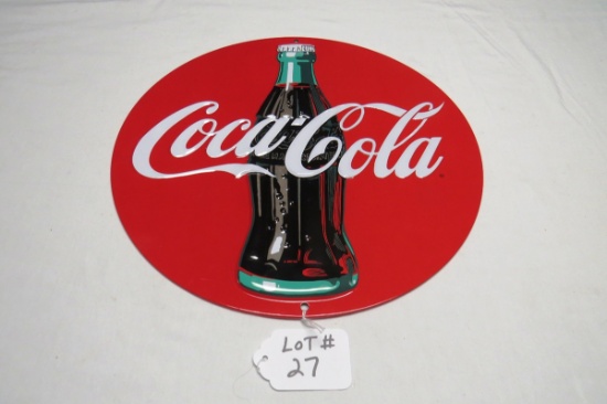 Coca-Cola Bottle 3-D Metal Reproduction Sign, 14 1/4" Diameter.