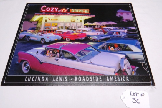 "Cozy Drive-In" Metal Reproduction Sign, 16" Wide x 12 1/4" Tall.