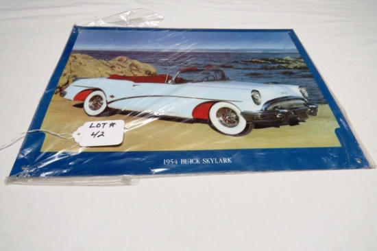 1954 Buick Skylark Convertible Metal Reproduction Sign, 18" Wide x 13 1/2" Tall.