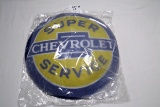 Chevrolet Super Service Round Metal Sign, 15 3/4