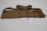 5-Pouch U.S. Military-issued Ammo Belt with (7) 5-Round Clips with 7mm Rifle Ammo & (1) Empty Clip