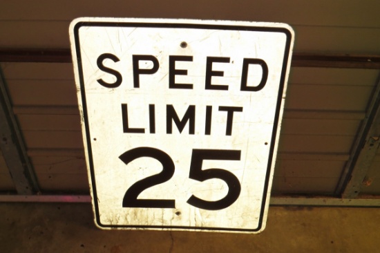 Speed Limit 25 Metal Sign, 30" x 24".