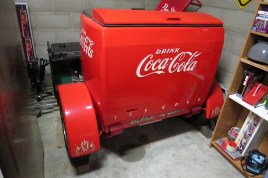 Coca-Cola "Cooler" Storage Container on Single Axle Trailer-Cooler doesn't work, it is us