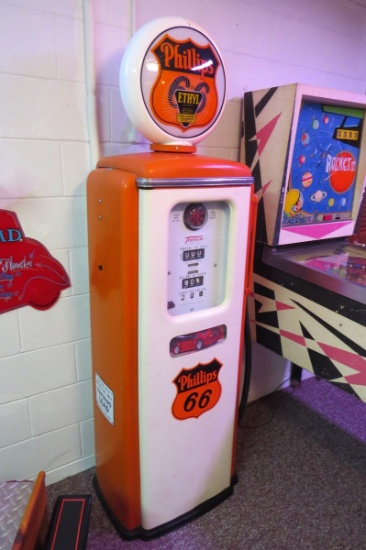 Tokheim Model 39 Type L-RA Gas Pump (Dated 1951), SN# 988326, Reproduction Phillips Ethyl Gasoline