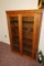 Oak Solid Wood Curio Cabinet with Glass Etching with Glass Locking Doors, V