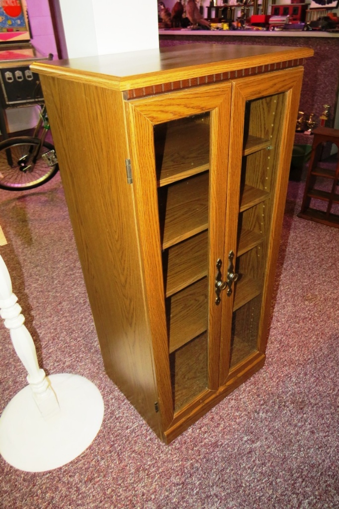 2 Wood Veneer Curio Stereo Cabinets With Glass Doors Stero 17