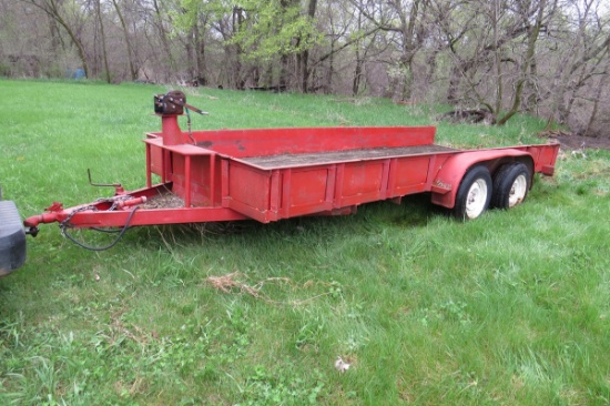16’ Tandem Axle Flatbed Tag Trailer w/12” Steel Sides, Wood Deck, 205/75R15 Radial Tires, Manual Win