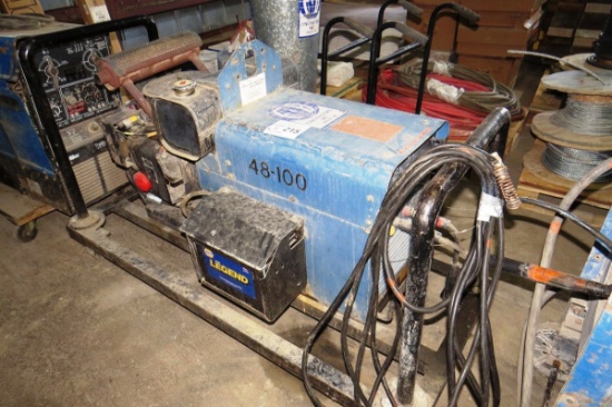 Miller Model AEAD-200LE Constant Current AC/DC Arc Welding Generator on Heavy Duty 4-Wheel Cart with