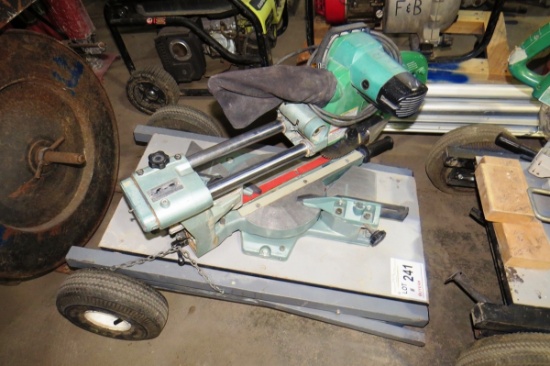 Hitachi Model C10FS 10" Slide Compound Miter Saw on Cart that Turns into Stand.
