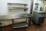 (2) 5' Stainless Steel Wall Shelves, 7' Stainless Steel Drying Table for Di