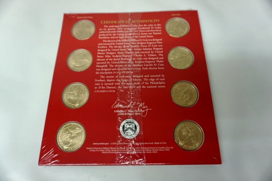Set of 8 2010 Uncirculated Presidential $1 Coins.
