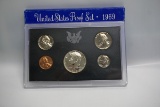 1969 US Mint Proof Set with Protective Sleeve.