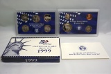 1999 US Mint Proof Set with Box & Certificate of Authenticity.