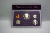 1985 US Mint Proof Set with Protective Sleeve.