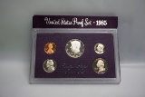 1985 US Mint Proof Set with Protective Sleeve (Sleeve has damage).