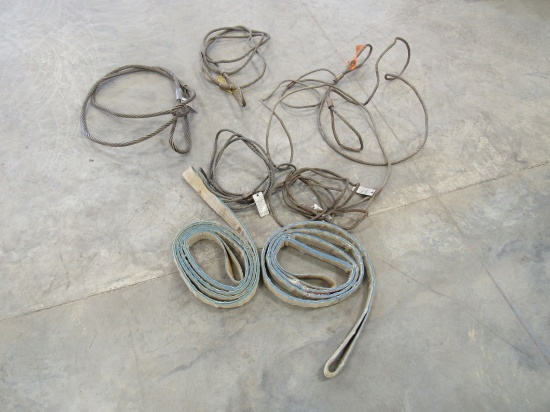 (2) Nylon Slings, (6) Cable Slings (Item Located in Blair, NE).