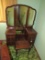 Antique Oak Veneer Women's Dresser with 3-Piece Mirror & Small Bench Seat.