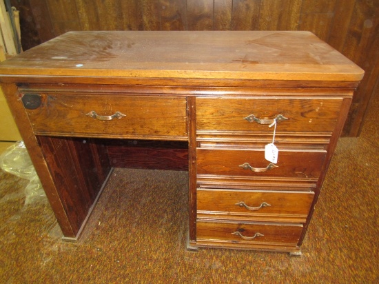 Antique Oak Single Pedestal Desk.