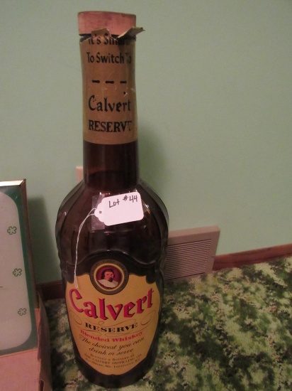 Lord Calvert Reserve Glass Oversized Whiskey Bottle with Original Cork Top