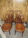 Set of (4) Oak Ice Cream Parlor Chairs (4x Money).