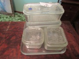 (4) Antique Glass Refrigerator Food Containers.