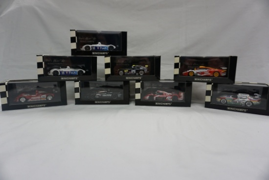 (8) MiniChamps 1:43 Scale Models in Boxes: Toyota GT, (2) Dodge Viper GTS-R