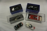 (6) 1:43 Scale Models: Ferrari 712 Can Am, Unmarked Car, Fiat 500, Aston Ma