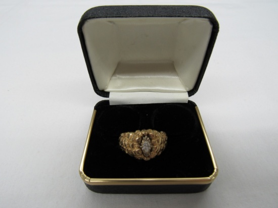 14K Yellow Gold Diamond Ring Featuring 1 Marquise Brilliant Cut Diamond of
