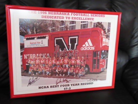 The 1996 Nebraska Football Seniors Framed Poster "NCAA Best Four Year Record 47-3" Signed by 4 Playe