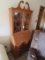 Antique Double Curved Front Secretary with Upper Glass Hutch Doors.