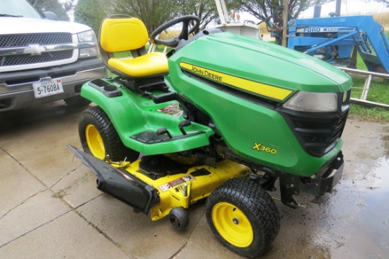 John Deere Model X360 Riding Lawn & Garden Tractor, SN# 1M0X360APEM281329, John Deere 22HP Gas Engin
