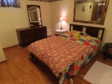 Antique Full Size Bedroom Set with Bed, Dresser with Mirror & 4-Drawer Chest of Drawers.