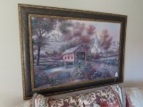 Large Oil Painting with Ornate Frame, Carl Valente Artist.