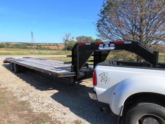 2015 D & D 36’ Tandem Dual Axle Gooseneck Flatbed Trailer, VIN #1D9U33226FS661115, 22,500 lb. GVW, 3